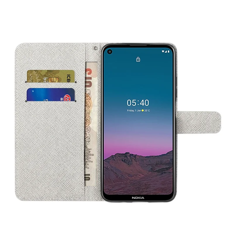 Pattern Printing for Nokia 5.4 Cross Texture Leather Wallet Case with Lanyard - Butterfly and Flowers