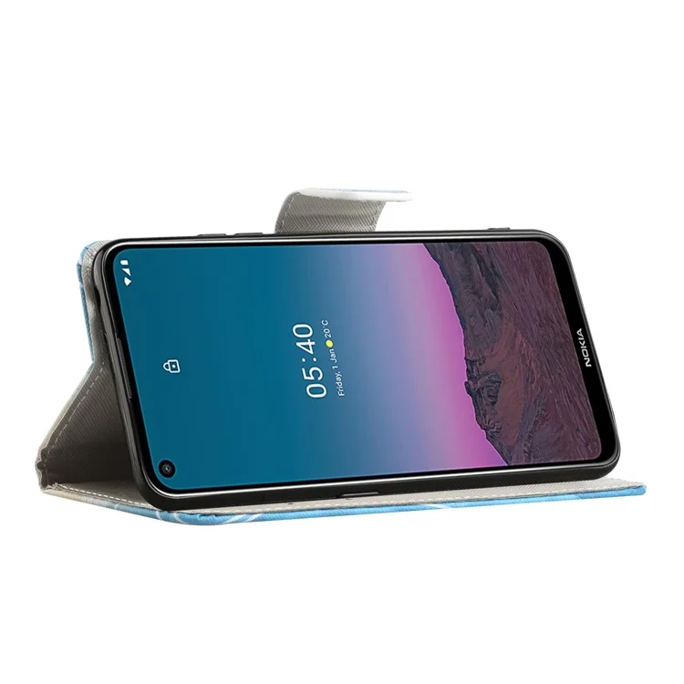 Impresión de Patrones Textura Cruzada Capas de Cuero Para Nokia 5.4 Case de Stand de Billetera - Árbol Verde