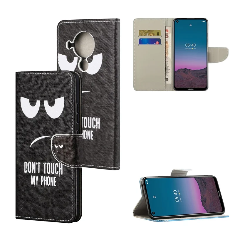 Pattern Printing Cross Texture Leather Shell for Nokia 5.4 Wallet Stand Case - Don't Touch My Phone