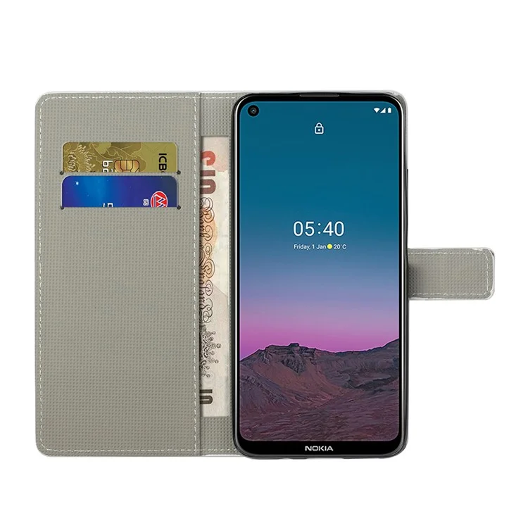 Couverture De Protection Pour Nokia 5.4 Portefeuille Portefeuille Impression De La Coquille De Téléphone En Cuir - Papillon Bleu