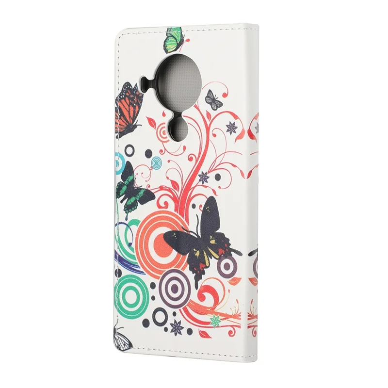 Protective Cover for Nokia 5.4 Wallet Pattern Printing Leather Phone Shell - Bubble and Butterfly