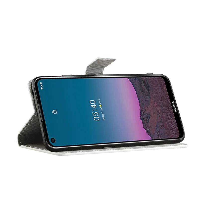 Protective Cover for Nokia 5.4 Wallet Pattern Printing Leather Phone Shell - Bubble and Butterfly