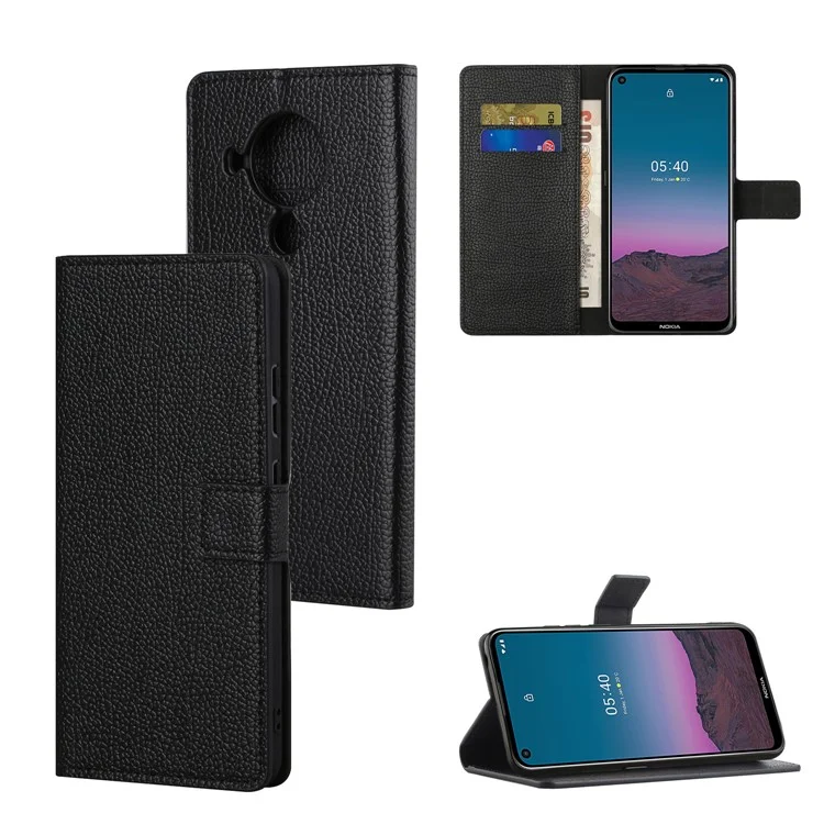 Litchi Skin Wallet Leather Shell for Nokia 5.4 Protector Flip Cover