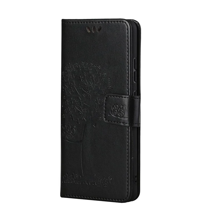 Owl Pattern Printing Design Leather Wallet Phone Cover for Nokia 5.4 - Black