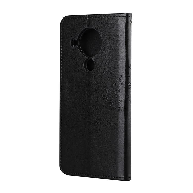 Owl Pattern Printing Design Leather Wallet Phone Cover for Nokia 5.4 - Black
