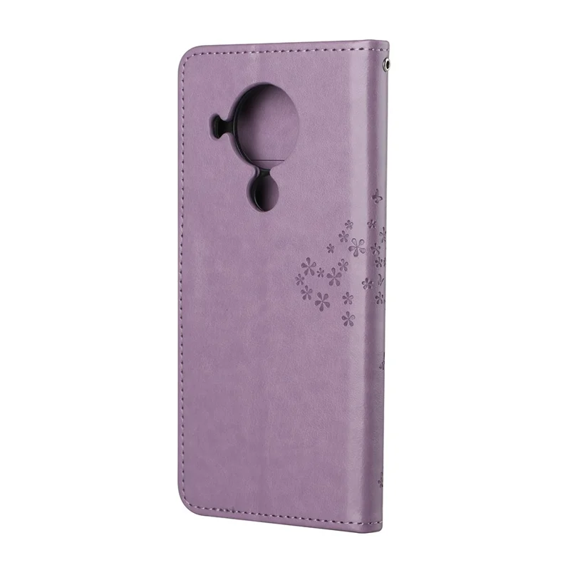 Owl Pattern Printing Design Leather Wallet Phone Cover for Nokia 5.4 - Purple