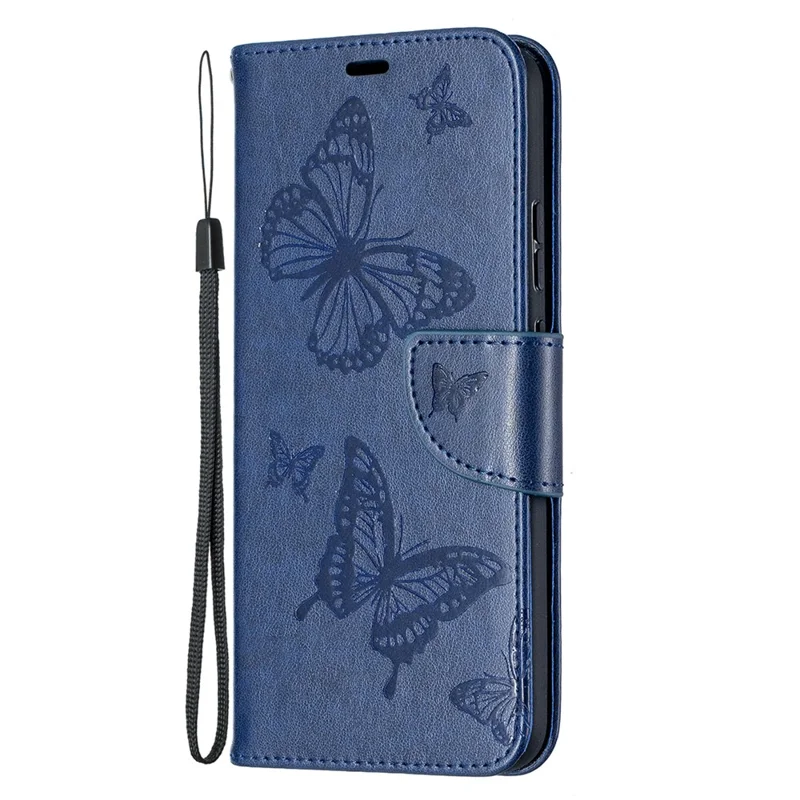 Magnetic Clasp Butterfly Imprinting Leather Wallet Case for Nokia 5.4 - Blue