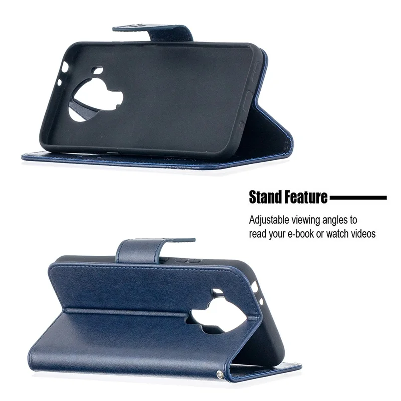 Magnetic Clasp Butterfly Imprinting Leather Wallet Case for Nokia 5.4 - Blue