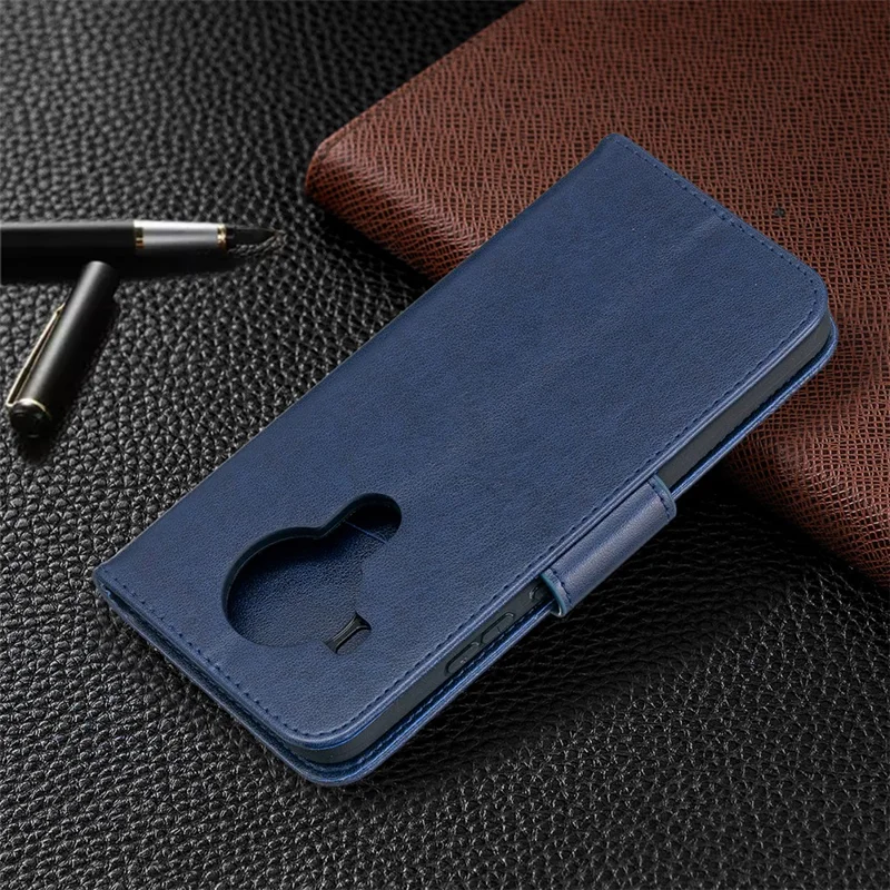 Magnetic Clasp Butterfly Imprinting Leather Wallet Case for Nokia 5.4 - Blue