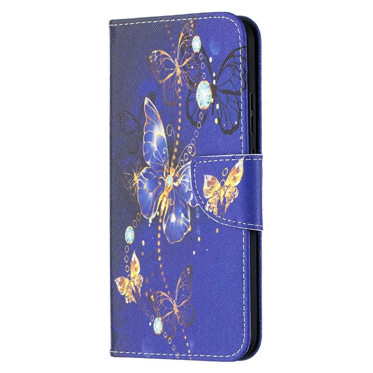 Wallet Stand Design Pattern Printing Leather Case for Nokia 5.4 - Gold Butterfly