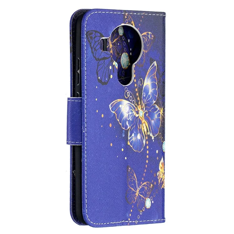Wallet Stand Design Pattern Printing Leather Case for Nokia 5.4 - Gold Butterfly