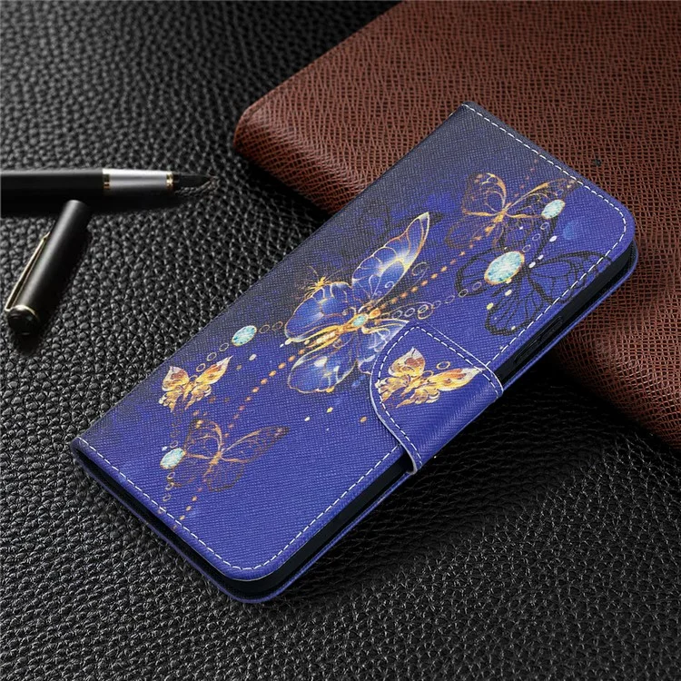 Wallet Stand Design Pattern Printing Leather Case for Nokia 5.4 - Gold Butterfly