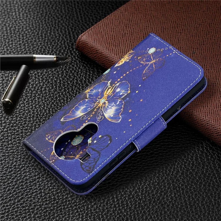 Wallet Stand Design Pattern Printing Leather Case for Nokia 5.4 - Gold Butterfly