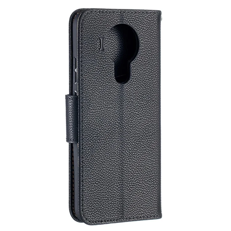 Litchi Surface with Wallet Leather Stand Case for Nokia 5.4 - Black