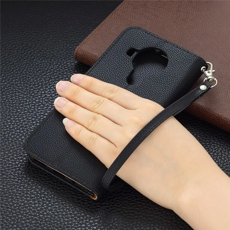 Litchi Surface with Wallet Leather Stand Case for Nokia 5.4 - Black