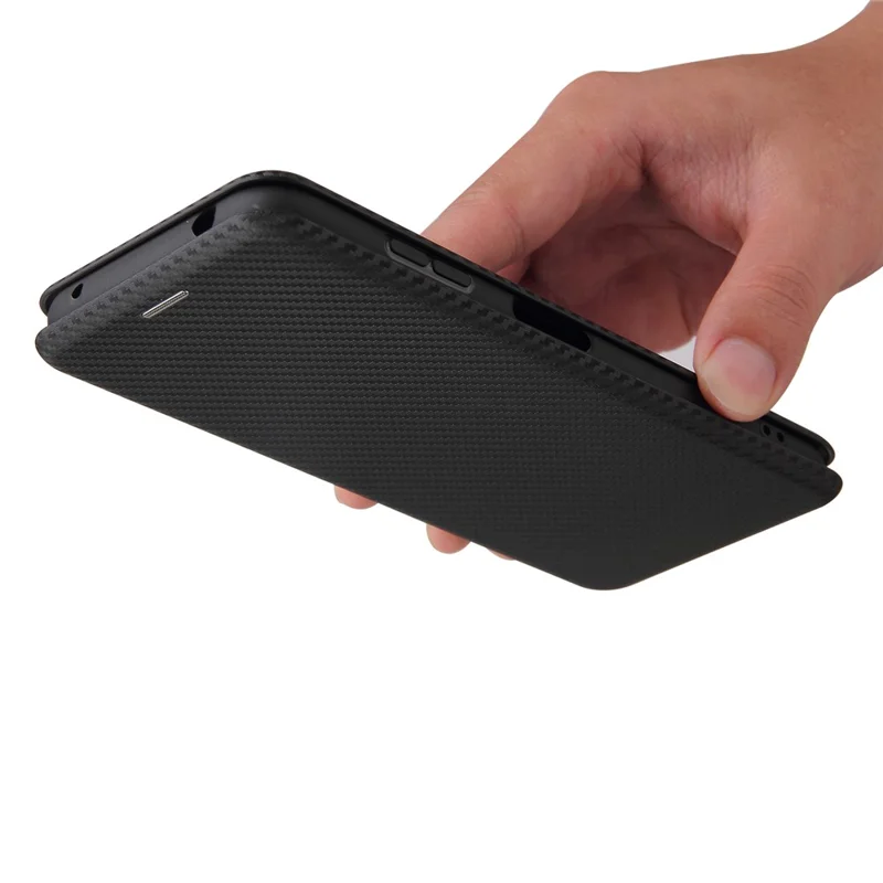 Custodia per porta carte di credito in fibra di carbonio anti-graffio con texture assorbente per Nokia 6.3 / G10 / G20 - Nero