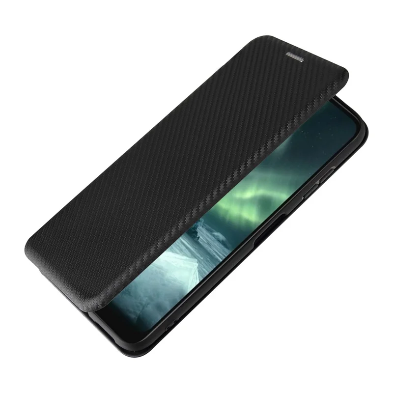 Custodia per porta carte di credito in fibra di carbonio anti-graffio con texture assorbente per Nokia 6.3 / G10 / G20 - Nero