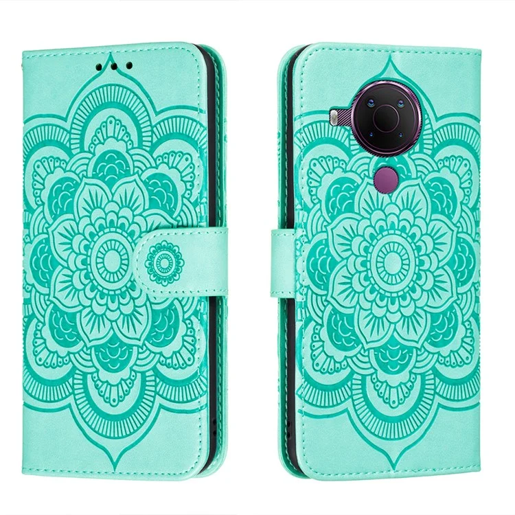 Impreinte Mandala Flower Stand Clever Cover Clever Pour Nokia 5.4 - Vert