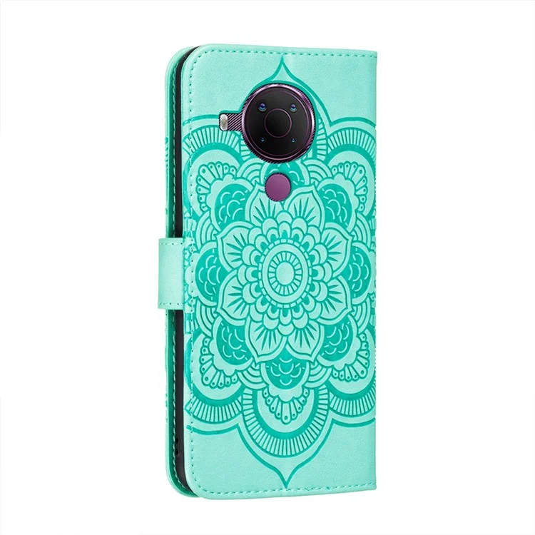 Impreinte Mandala Flower Stand Clever Cover Clever Pour Nokia 5.4 - Vert