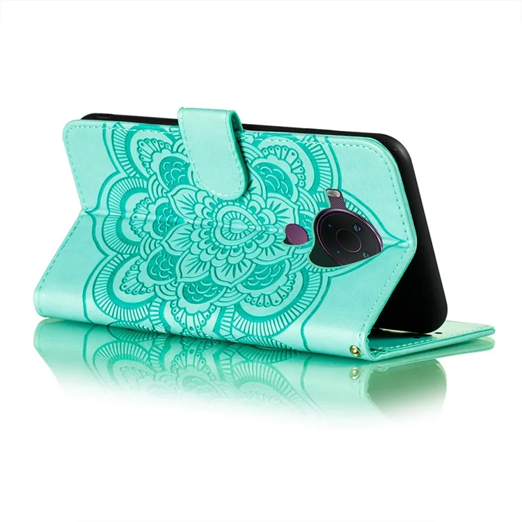 Impreinte Mandala Flower Stand Clever Cover Clever Pour Nokia 5.4 - Vert