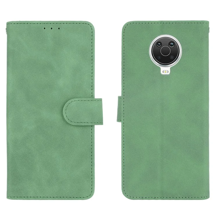 Skin-touch Feeling Leather Wallet Case for Nokia 6.3 / G10 / G20 Phone Cover with Supporting Stand - Green