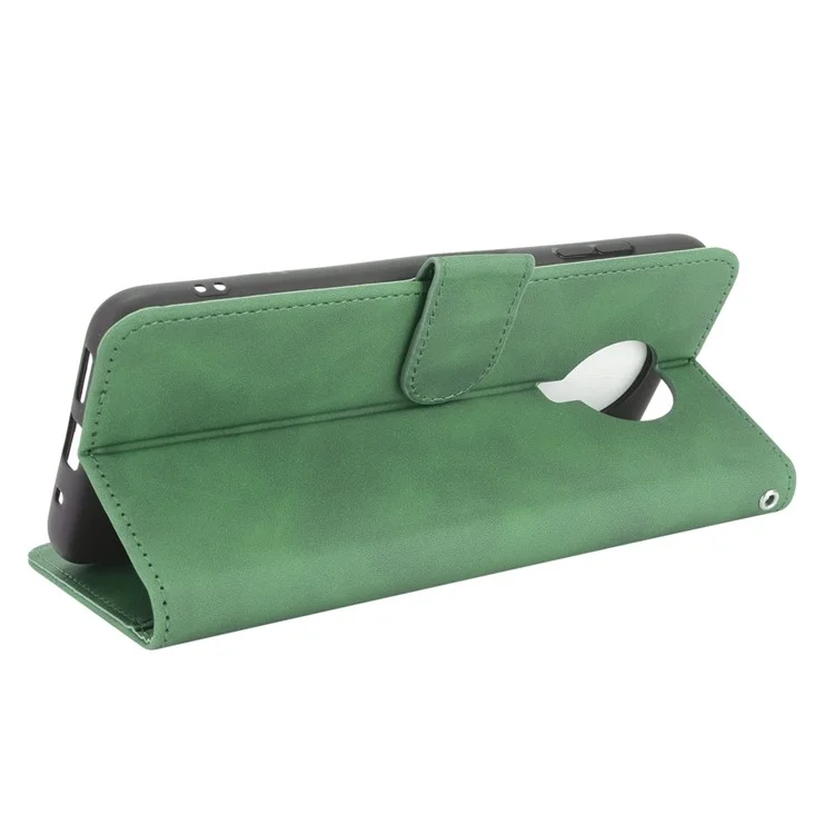 Skin-touch Feeling Leather Wallet Case for Nokia 6.3 / G10 / G20 Phone Cover with Supporting Stand - Green