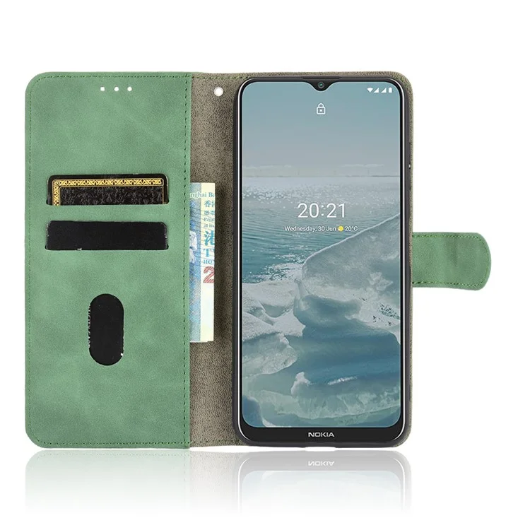 Skin-touch Feeling Leather Wallet Case for Nokia 6.3 / G10 / G20 Phone Cover with Supporting Stand - Green