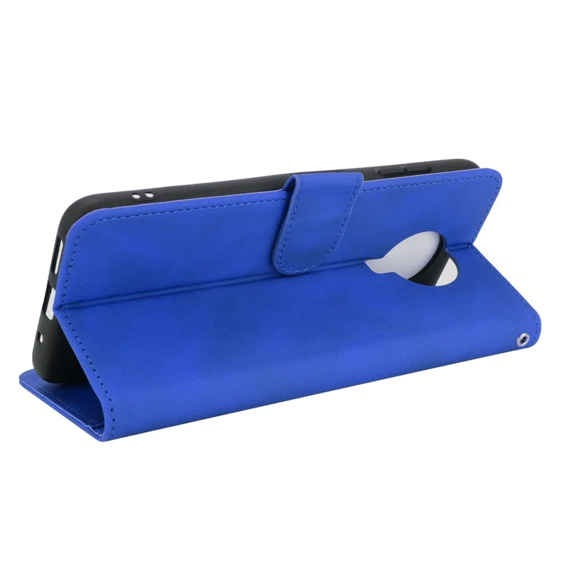 Skin-touch Feeling Leather Wallet Case for Nokia 6.3 / G10 / G20 Phone Cover with Supporting Stand - Blue