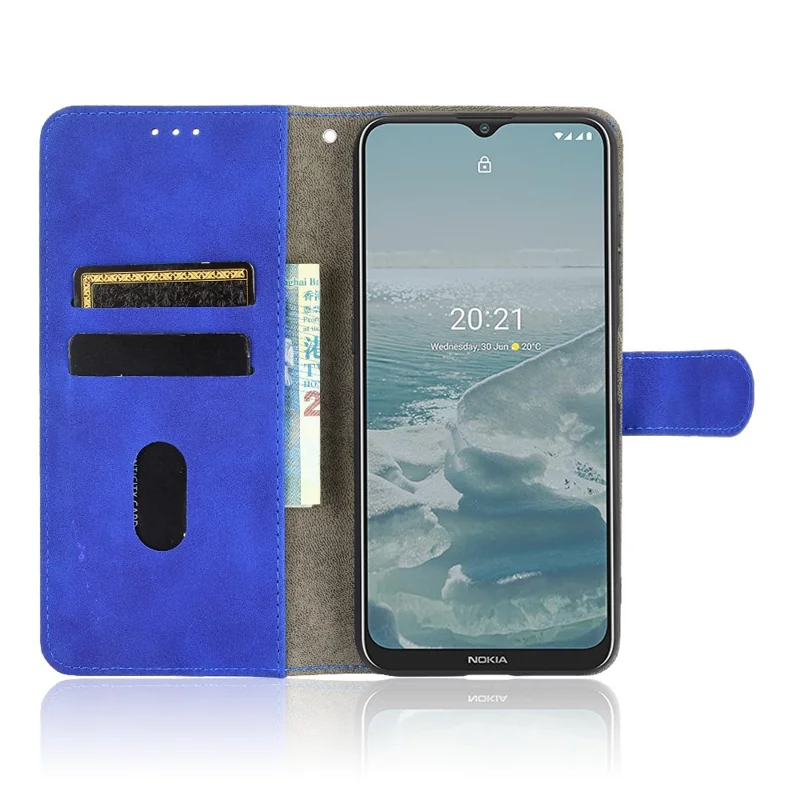 Skin-touch Feeling Leather Wallet Case for Nokia 6.3 / G10 / G20 Phone Cover with Supporting Stand - Blue