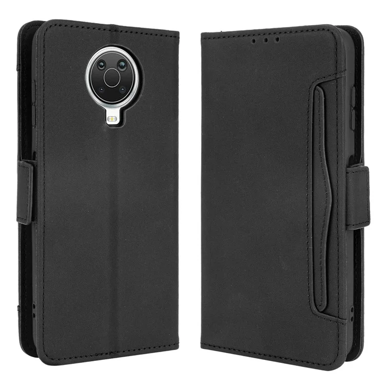 Wallet Design Multiple Card Slots Stand Leather Phone Case für Nokia G20 / Nokia G10 / Nokia 6.3 - Schwarz
