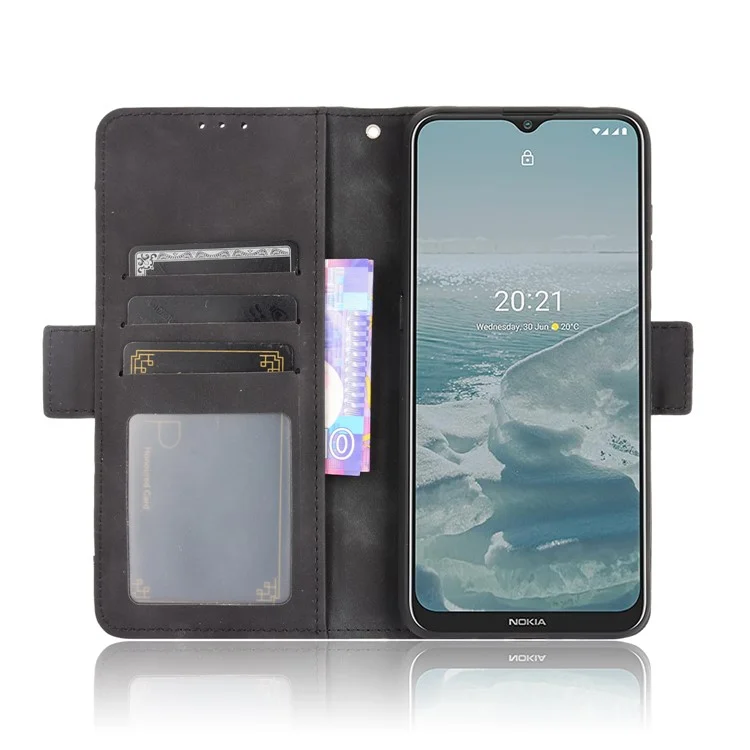Wallet Design Multiple Card Slots Stand Leather Phone Case für Nokia G20 / Nokia G10 / Nokia 6.3 - Schwarz