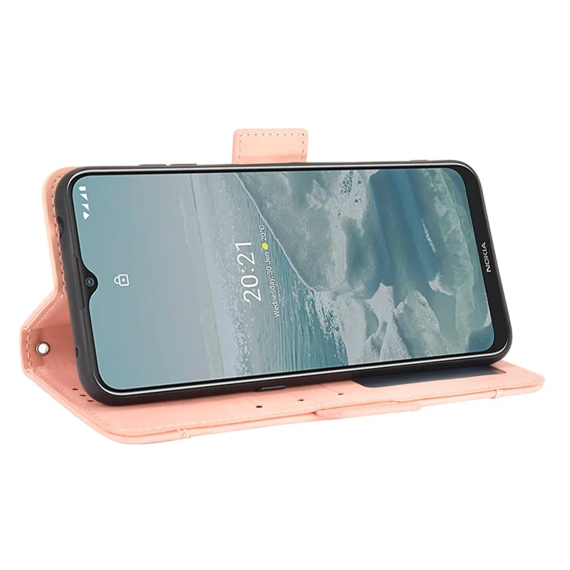 Carteira Design Múltiplos Slots para Cartões Suporte de Couro Capa de Telefone para Nokia G20 / Nokia G10 / Nokia 6.3 - Rosa