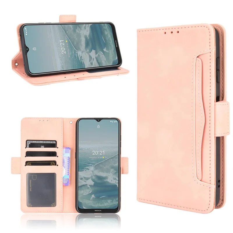 Carteira Design Múltiplos Slots para Cartões Suporte de Couro Capa de Telefone para Nokia G20 / Nokia G10 / Nokia 6.3 - Rosa