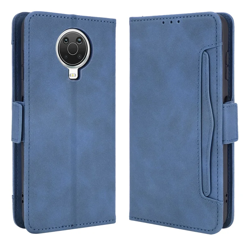 جراب جلد بتصميم محفظة مع فتحات متعددة للبطاقات وحامل قابل للفصل لهاتف Nokia G20 / Nokia G10 / Nokia 6.3 - أزرق