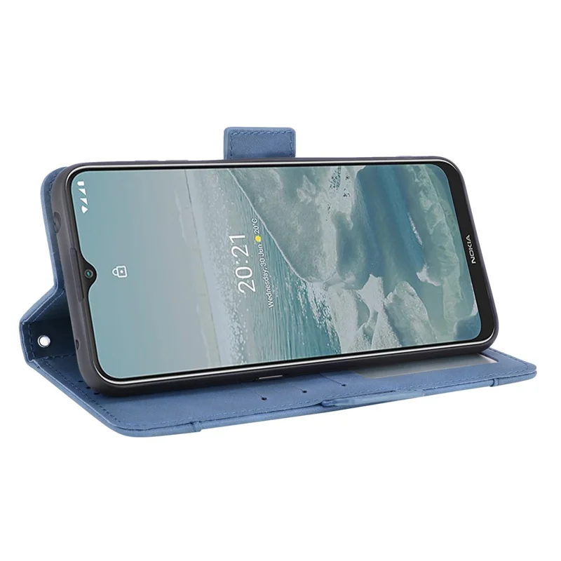 جراب جلد بتصميم محفظة مع فتحات متعددة للبطاقات وحامل قابل للفصل لهاتف Nokia G20 / Nokia G10 / Nokia 6.3 - أزرق