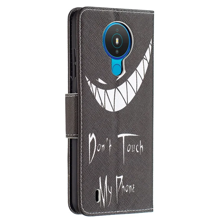 Pattern Printing Leather Wallet Phone Case for Nokia 1.4 - Do not Touch My Phone
