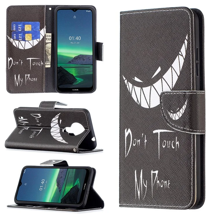 Pattern Printing Leather Wallet Phone Case for Nokia 1.4 - Do not Touch My Phone