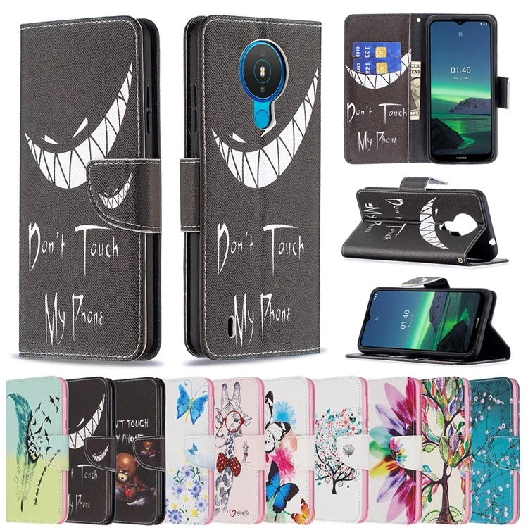 Pattern Printing Leather Wallet Phone Case for Nokia 1.4 - Do not Touch My Phone