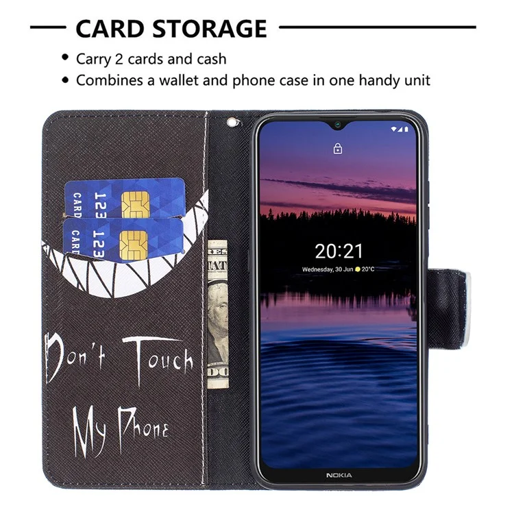 Pattern Printing Leather Wallet Phone Case for Nokia G20 - Do not Touch My Phone