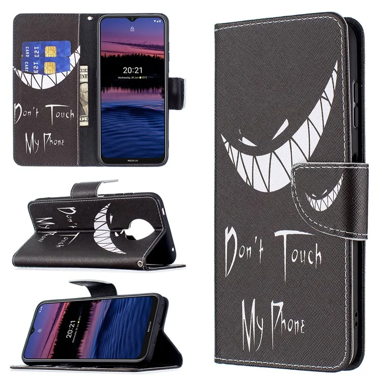 Pattern Printing Leather Wallet Phone Case for Nokia G20 - Do not Touch My Phone