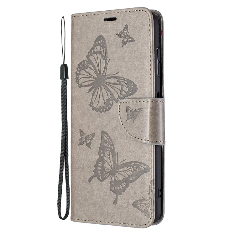 Impresión de la Billetera de Mariposa Case de Cuero Para Nokia G20/G10 - Gris