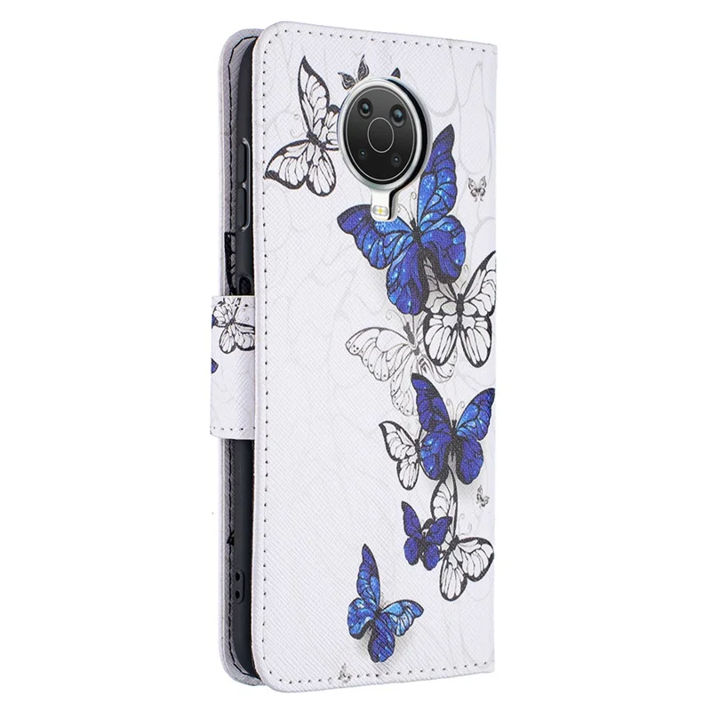 Pattern Printing Wallet Leather Stand Shell for Nokia G20 - Blue Butterflies