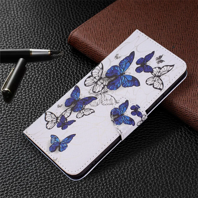 Pattern Printing Wallet Leather Stand Shell for Nokia G20 - Blue Butterflies