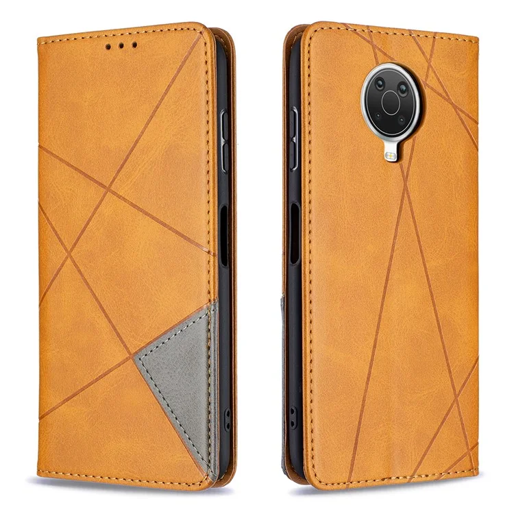 Geometric Pattern Stand Leather Card Holder Cover for Nokia 20 - Yellow