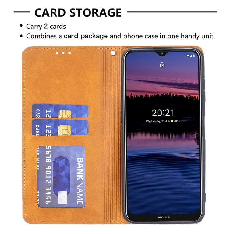 Geometric Pattern Stand Leather Card Holder Cover for Nokia 20 - Yellow