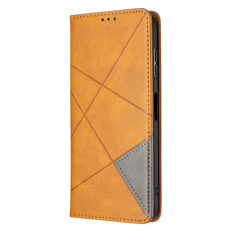 Geometric Pattern Stand Leather Card Holder Cover for Nokia 20 - Yellow