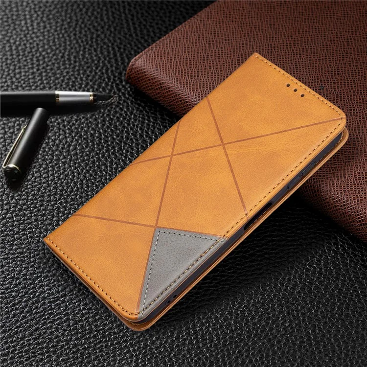 Geometric Pattern Stand Leather Card Holder Cover for Nokia 20 - Yellow