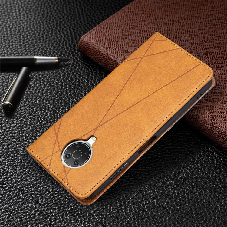 Geometric Pattern Stand Leather Card Holder Cover for Nokia 20 - Yellow
