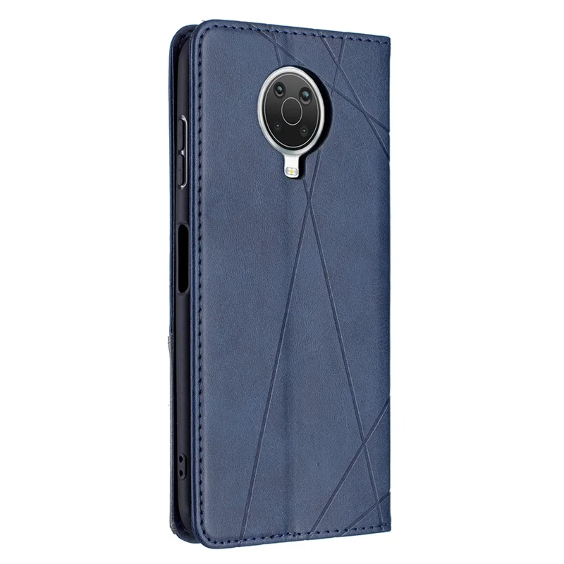 Futeralna etui skórzana z motywem geometrycznym i uchwytem na karty do Nokia 20 – niebieska
