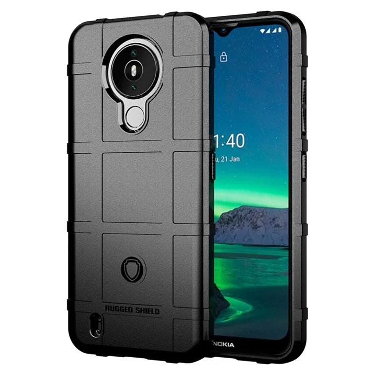 Capa de Celular Shield Series Square Grid Texture Thicken TPU para Nokia 1.4 - Preto